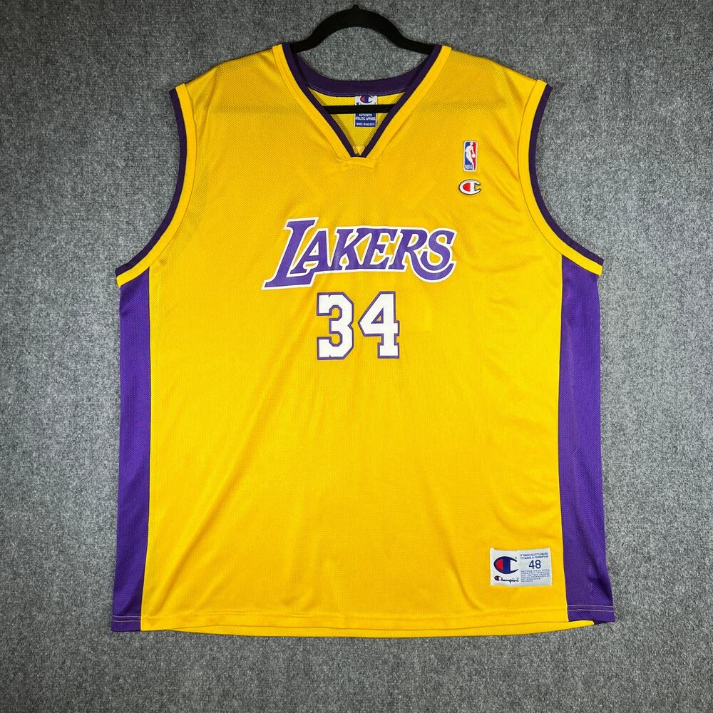 Y2K Champion Los Angeles Lakers Shaquille O'Neal #34 Jersey XL Yellow